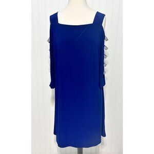 Roz & Ali Women's Cold Shoulder With Rhinestones Shift Dress  Royal Blue Size XL